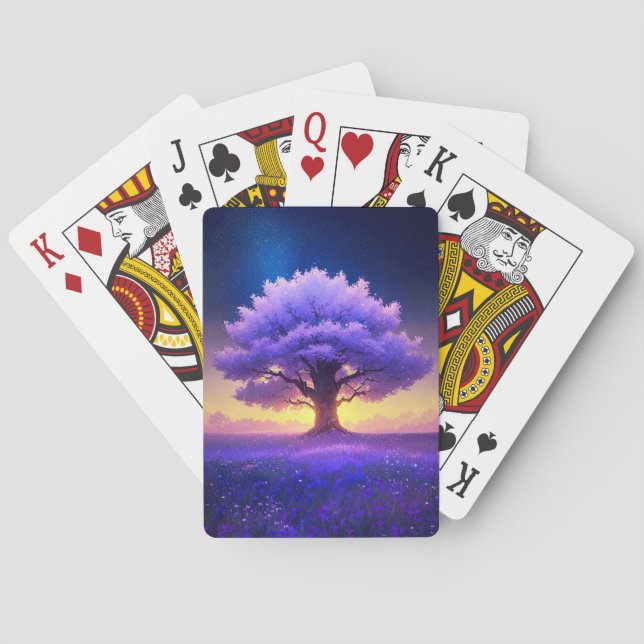 The Graceful Tree Bathed in Evening's Glow Poker Cards (Back)