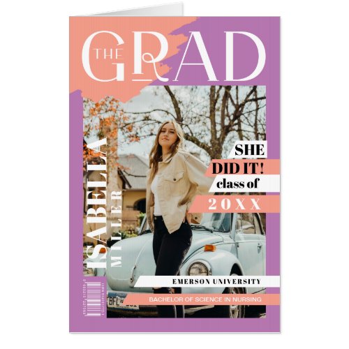 The Grad Fun Trendy Graduate Photo Magazine Cover Card