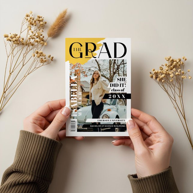 The Grad Fun Trendy Graduate Photo Magazine Cover Card (The Grad Fun Trendy Graduate Photo Magazine Cover Card)