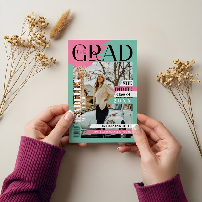 The Grad Fun Trendy Graduate Photo Magazine Cover Card (The Grad Fun Trendy Graduate Photo Magazine Cover Card)