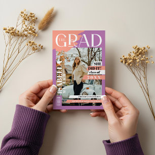 The Grad Fun Trendy Graduate Photo Magazine Cover Card