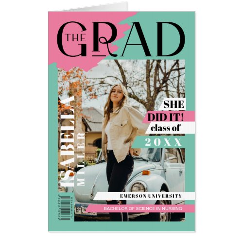 The Grad Fun Trendy Graduate Photo Magazine Cover Card