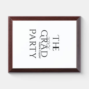 The grad party name 20XX bold letter graduatsimple Award Plaque