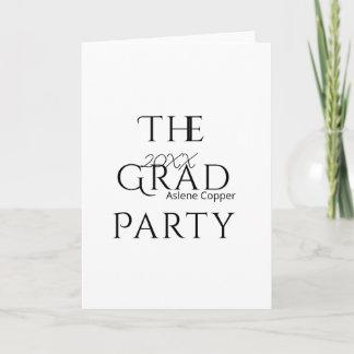 The grad party name 20XX bold letter graduatsimple Card