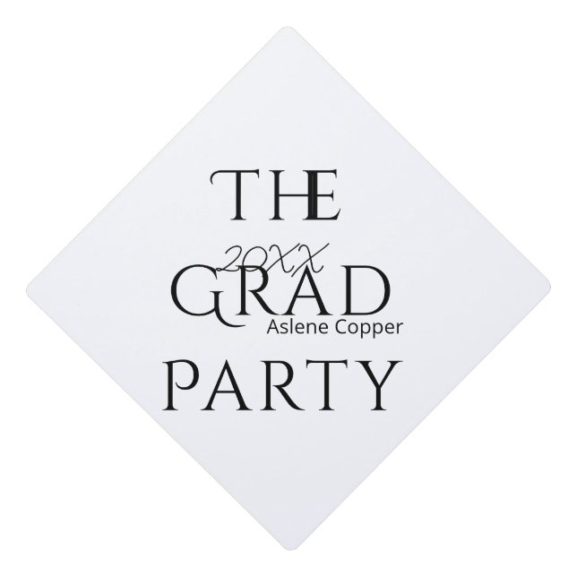 The grad party name 20XX bold letter graduatsimple Graduation Cap Topper (Front)