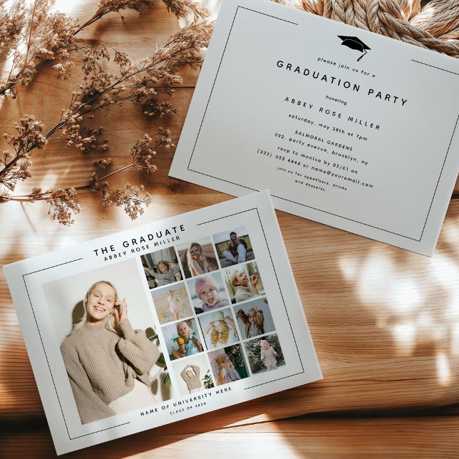 THE GRADUATE', 13 Photo Collage Graduation Party Invitation (Creator Uploaded)