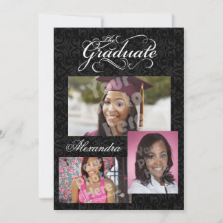 The Graduate, 3 Photo Collage Graduation Invitation