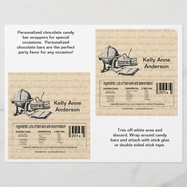 The Graduate Candybar Wrappers In Beige (Nutrition (Front)