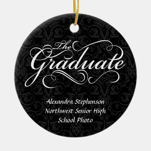 The Graduate, Elegant Black Ceramic Ornament (Front)