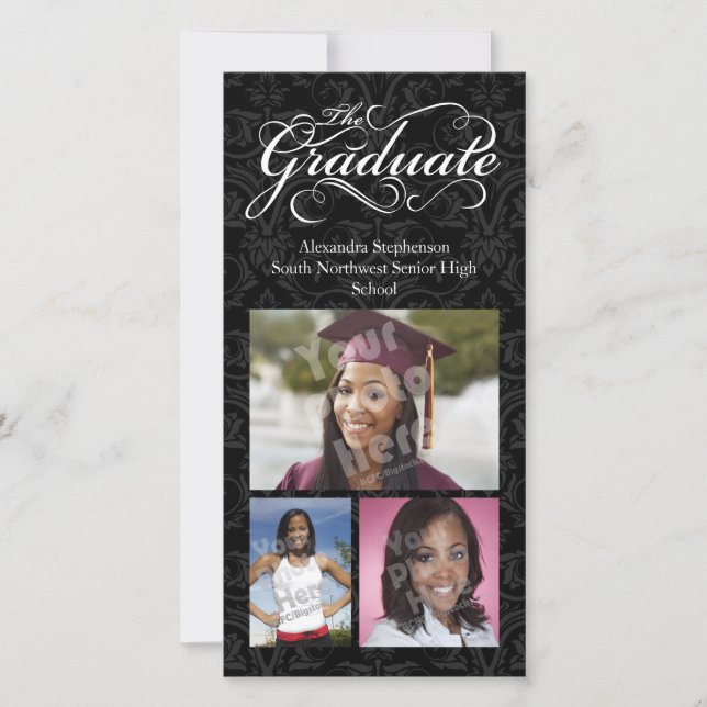 The Graduate, Elegant Black Graduation Announcement (Front)