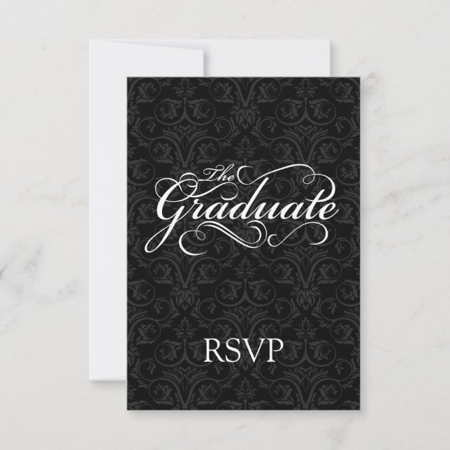 The Graduate, Elegant Black RSVP Card (Front)