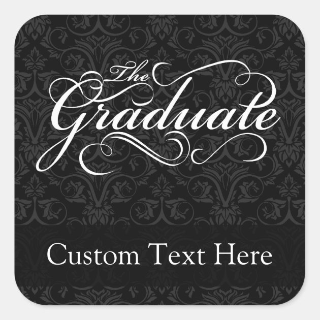 The Graduate, Elegant Black Square Sticker