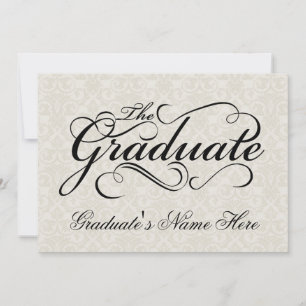 The Graduate, Elegant Ivory Damask Graduation Invitation