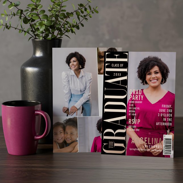 The Graduate Fun Trendy Magazine Cover Grad Party  Foil Invitation (The Graduate Fun Trendy Magazine Cover Grad Party Foil Invitation)