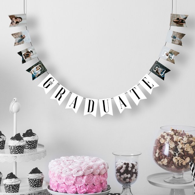 The Graduate Photo Collage Graduate Year Party Bunting Flags (Creator Uploaded)