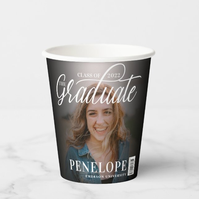 The Graduate Script 2 Photo Magazine Graduation Paper Cups (Front)