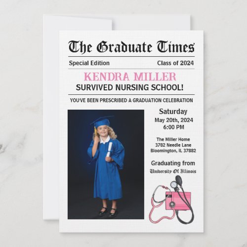 The Graduate Times Nursing Graduation Invitation