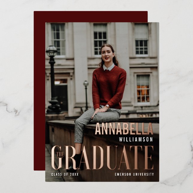 The Graduate Trendy Classy Grad Magazine Cover Foil Invitation (Front/Back)