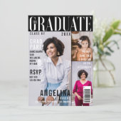 The Graduate Trendy Magazine Cover 3 Photo Grad Invitation (Standing Front)