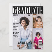 The Graduate Trendy Magazine Cover 3 Photo Grad Invitation (Front)