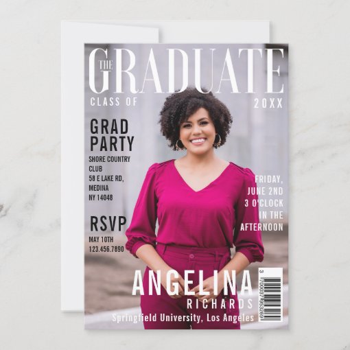 The Graduate Trendy Magazine Cover Grad Party Invitation | Zazzle