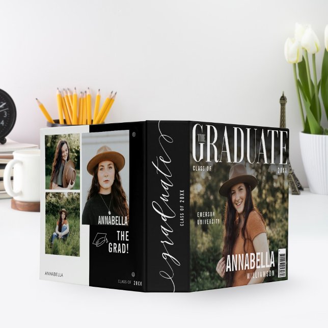 The Graduate Trendy Magazine Cover Graduation 3 Ring Binder (Creator Uploaded)
