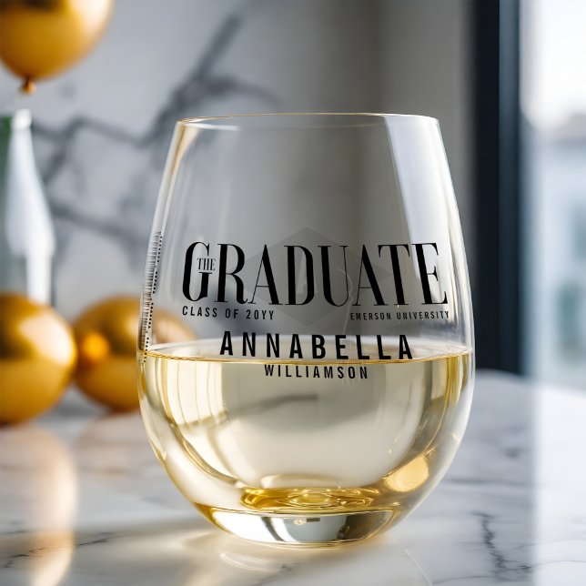 The Graduate Trendy Magazine Cover Graduation Stemless Wine Glass