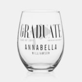 The Graduate Trendy Magazine Cover Graduation Stemless Wine Glass (Front)