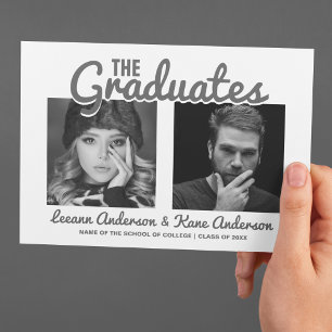 The graduates   2 Sided Double Graduation Party Invitation