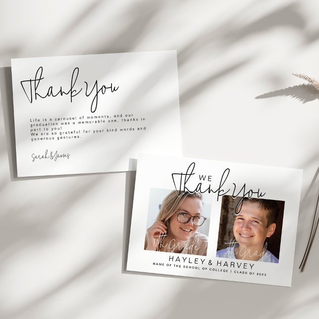 The graduates | 2 Sided Double Graduation Party Thank You Card (Creator Uploaded)