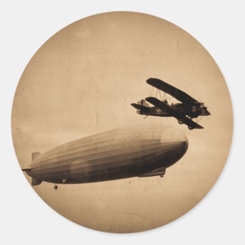 The Graf Zeppelin Approaching New York City 1928 Classic Round Sticker