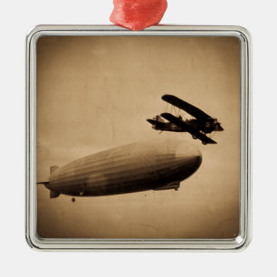 The Graf Zeppelin Approaching New York City 1928 Metal Ornament