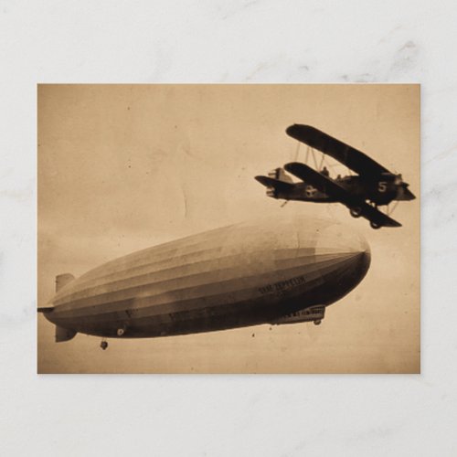 The Graf Zeppelin Approaching New York City 1928 Postcard