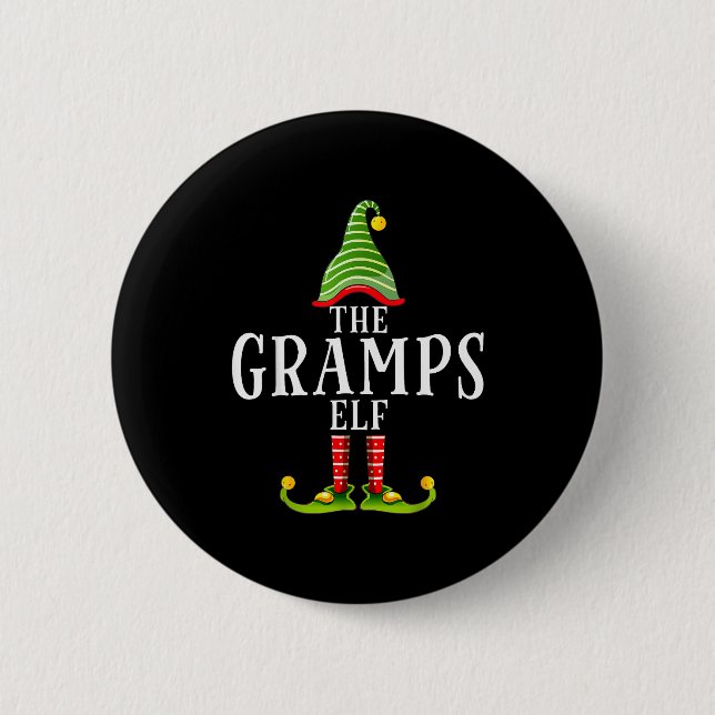 The Gramps Elf Funny Matching Pajama Xmas  Button (Front)