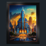 The Grand Art Deco Blue Plaza Pavilion by Xzendor7 Photo Print<br><div class="desc">The Grand Art Deco Blue Plaza Pavilion AI Concept Art by Xzendor7; illuminated by the golden glow of the setting sun, accented by the glorious architectural skyline of glass and steel.</div>