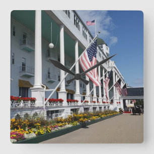 The Grand Hotel on Mackinac Island, Michigan Square Wall Clock