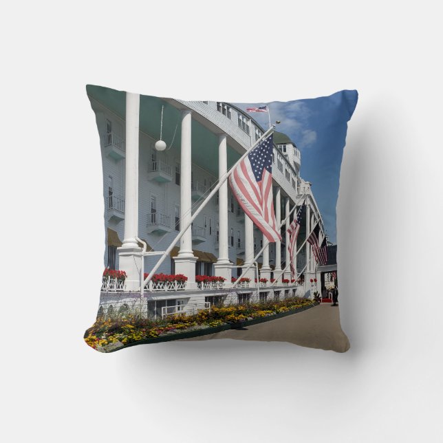 The Grand Hotel on Mackinac Island, Michigan Throw Pillow (Front)