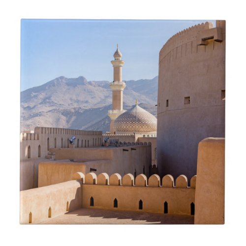 The Grand mosque and minaret in Nizwa _ Oman Ceramic Tile