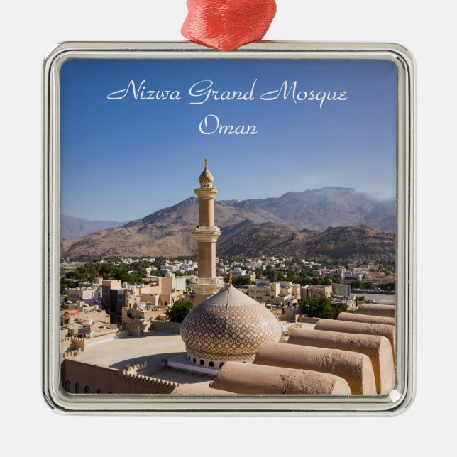 The Grand mosque and minaret in Nizwa - Oman Metal Ornament (Front)