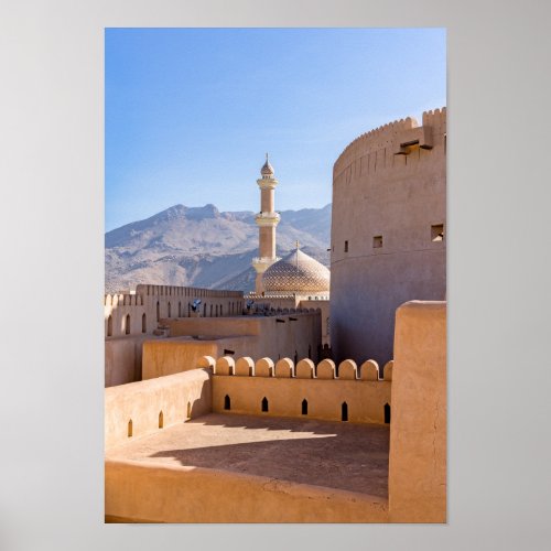 The Grand mosque and minaret in Nizwa _ Oman Poster