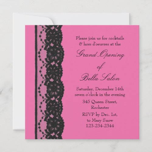 The Grand Opening French Lace Fuchsia Invitation
