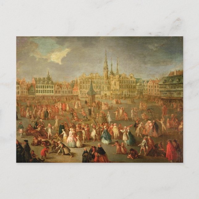 The Grand Place during Mardi Gras, Cambrai, 1765 Postcard (Front)