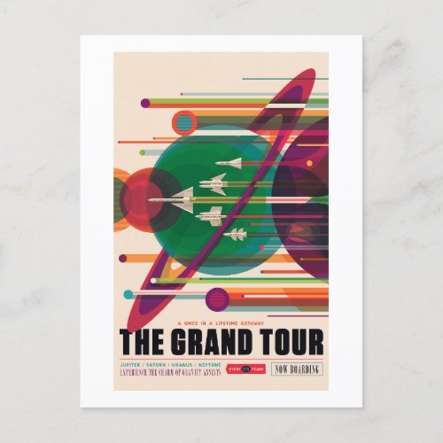 The Grand Tour _ NASAJPLs Retro Space Poster Postcard