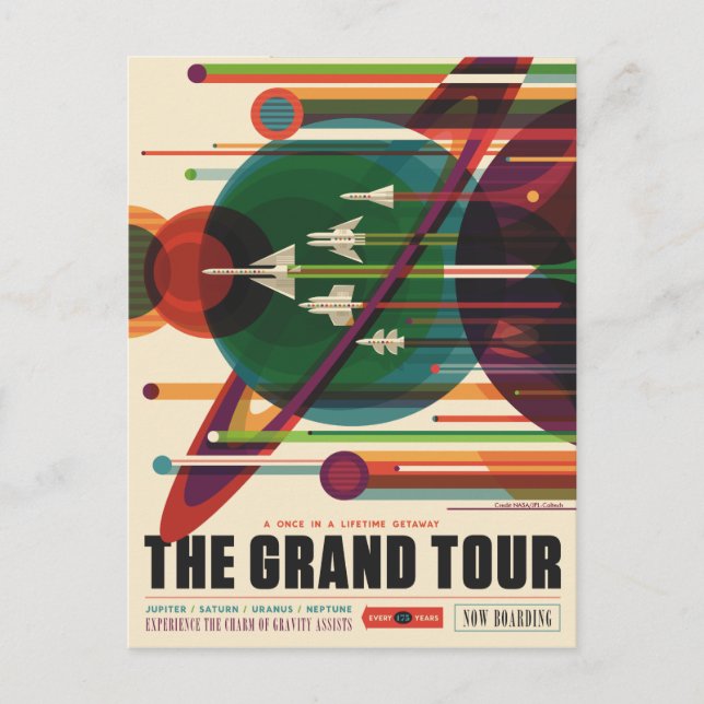The Grand Tour - Retro NASA Travel Poster Postcard (Front)
