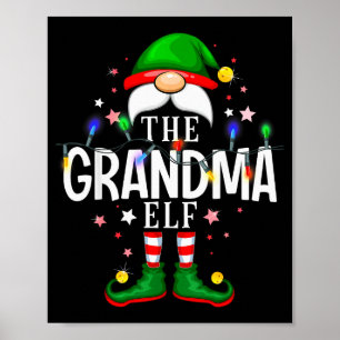 The Grandma Elf Christmas Family Pajama Party Poster