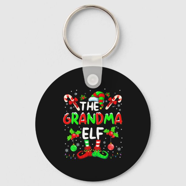 The Grandma Elf Costume Pajamas Pjs Christmas Xmas Keychain (Front)