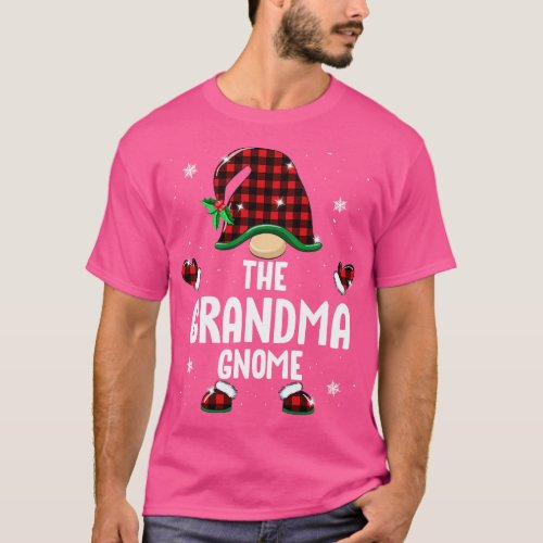 The Grandma Gnome Red Plaid Christmas Matching Fam T_Shirt
