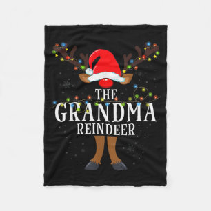 The Grandma Reindeer Christmas Holiday Pajama Fleece Blanket