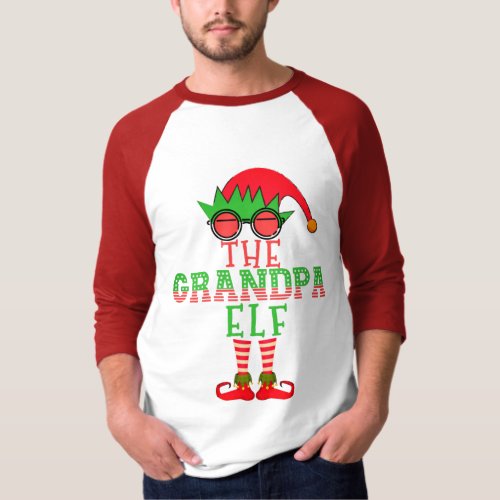 The Grandpa Elf Family Matching Christmas Pajama T_Shirt