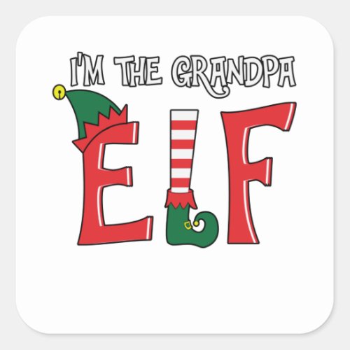 The Grandpa Elf Family Matching Christmas Pajamas Square Sticker